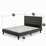 Zinus Upholstered Button Tufted Premium Platform Bed with less than 3 Inch spacing Wooden Slat Support, Queen