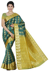 RR Women's Resham Silk Powerloom Saree (RR-REB001-DARK GREEN)