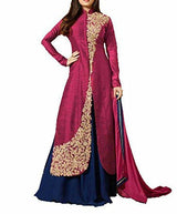Sky Global Women's Maroon Benglori Silk Unstitched Salwar Suit Dress Material (Dress_239_FreeSize_Maroon)
