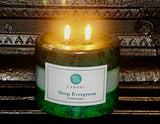 LABONI Deep Evergreen Mottled Rustic Layered Pillar Scented Candle