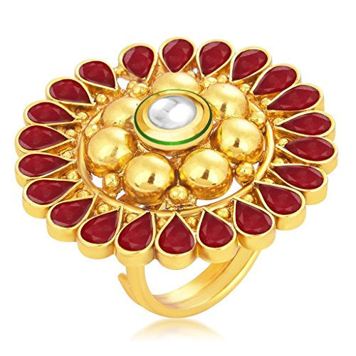 Sukkhi Glorious Designer Traditional Cocktail Gold Plated Kundan Finger Ring For Women