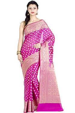 Chandrakala Women's Banarasi Cotton Silk Saree(Rani)