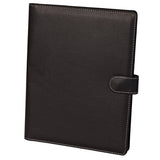 eFolio(TM) Genuine Pebble Grain Leather Business or Student Portfolio Padfolio with Replaceable Notepad, Document Holder, Card Holder, Pen Holder and Snap Closure, Black