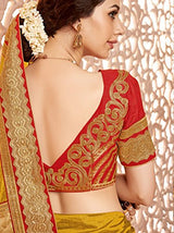 EthnicJunction Women's Heavy Sarees for Wedding Function With Blouse (Yellow,EJ1147-7053)