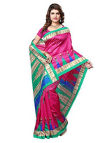 e-VASTRAM Womens Mysore Art Silk Printed Saree With Tassel/Kutch(RIMZIMP_Pink)
