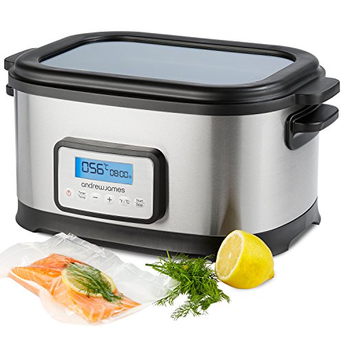 Andrew James Professional Sous Vide Machine Water Bath Cooker, 8.5L with 6L Cooking Capacity, Built In Timer, Includes Rack and Tongs