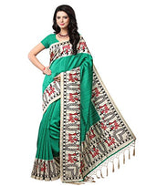 e-VASTRAM Womens Mysore Art Silk Printed Saree With Tassel/Kutch (NSTASSELG_Green)
