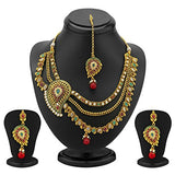 Sukkhi 3 Strings One Sided Mango Design Gold Plated Antique Necklace Set for Women