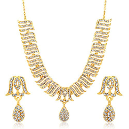 Sukkhi Incredible Gold Plated AD Necklace Set For Women