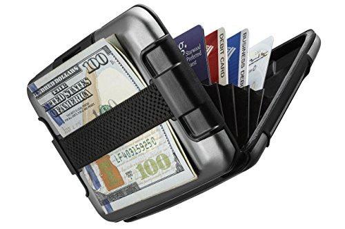Sharkk RFID Protected Aluminum Wallet with Cash Band Rugged Waterproof Wallet
