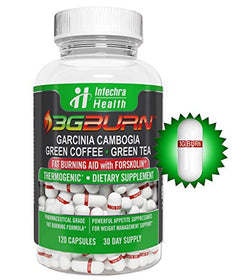3G-BURN Extreme Fat Burner for Rapid Weight Loss - Pharmaceutical Grade Thermogenic Diet Pills Made with Garcinia Cambogia, Green Coffee, Forskolin and Green Tea. 120 Capsules.