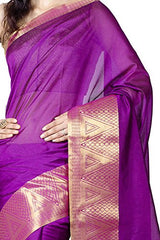 Chandrakala Women's Banarasi Cotton Silk Saree(Purple)
