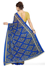 Ishin Faux Georgette Women's Saree (Ishinsbb-37-B_Royal Blue)