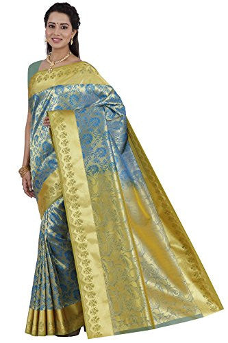 RR Women's Resham Silk Powerloom Saree (RR-BBB003-SKYBLUE)
