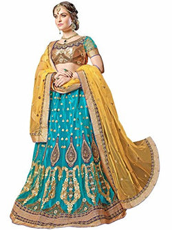 AASVAA Women's Stylist Blue Embroidered Lehenga Choli