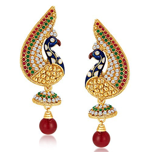 Sukkhi Peacock Gold Plated Australian Diamond Earrings for Women