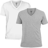 Tripr Men's V-Neck Tshirt Combo White Grey (Large)