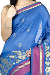 Chandrakala Women's Blue Banarasi Art Silk Saree