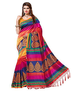 e-VASTRAM Women's Mysore Art Silk Saree with Blouse Piece(NSTASSELMULTI_Multi)