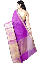 Chandrakala Women's Banarasi Cotton Silk Saree(Purple)