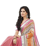 Oomph! Women's Georgette Sarees Party Wear/Fancy Georgette Sarees/Embroidered Georgette Sarees - Rose &amp; Crepe::Peach