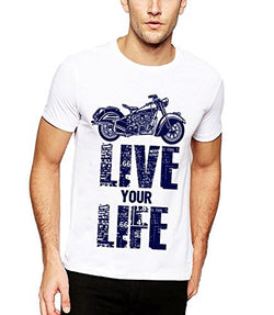Adro Men'S Round Neck Cotton T-Shirt (White-Size-XL)(RNR-M-LIV-WH-XL)