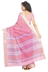 Rani Saahiba Printed Gadhwal Cotton Zari Border Saree(SKR1404_Pink)