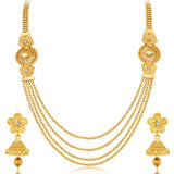 Sukkhi Stylish Jalebi 4 String Gold Plated Necklace Set For Women