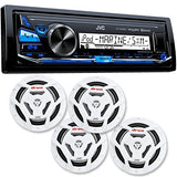 JVC KD-X33MBS Mechless Bluetooth Marine Radio and two pairs of CS-DR6201MW 6.5" White Marine Coaxial Speakers