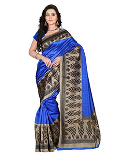 e-VASTRAM Womens Art Mysore Printed Silk(NS8D_Blue)