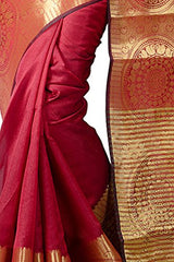Chandrakala Women's Faux Banarasi Silk Saree (9132_Red)