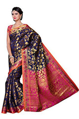 Mimosa Women's Traditional Art Silk Saree Kanjivaram Style With Blouse Color:Navy(3297-153-NVY-RNI )