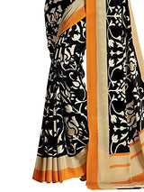 Kanchnar Women's Beige and Black Crepe Printed Casual Wear Saree,Traditional Wear Gift to Wife,Mom,Sister,Friend