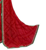Oomph! Women's Georgette Sarees Party Wear/Bandhani Georgette Sarees/Traditional Georgette Sarees - Crimson Red