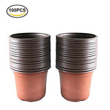 100 Pcs 4" Plastic Flower Pots Plants Nursery Pot/Pots Seedlings Plant Container Seed Starting Pots
