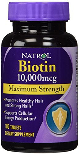 Natrol Biotin 10,000 mcg Maximum Strength Tablets, 100-Count