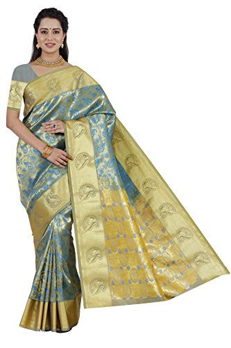 RR Women's Resham Silk Powerloom Saree (RR-BBB002-SKYBLUE)