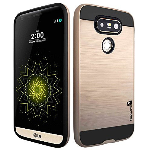 LG G5 Cover, REALIKE&trade; Premium {Imported} Shock Proof Protective Dual Layer Case for LG G5 (Simply Fit Series) - (Gold)
