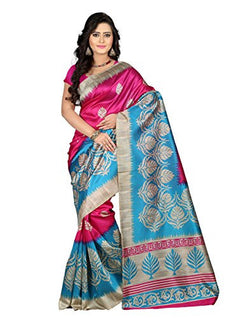 e-VASTRAM Womens Art Mysore Printed Silk(NS4A_Pink)