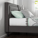Zinus Upholstered Button Tufted Premium Platform Bed with less than 3 Inch spacing Wooden Slat Support, Queen