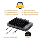 Charging Station, Roukos 10 Ports USB Dock with Build-in Patented Retractable Charging Cables for iPhone, Android Phone, Tablet, iPad, Kindle (2017 Version - Black)