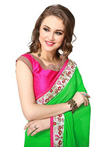 Panchratna Women's Georgette Heavy Embroidered Fancy Sarees With Blouse Material