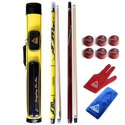 CUESOUL Jump Cue/Break Cue 3pc Cue and Deluxe Billiard Pool Cue Stick 2 piece 58 inch with 2x2 Hard Pool Cue Billiard Stick Carrying Case U108-U112