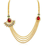 Sukkhi Glittery Four Strings Gold Plated Necklace Set for Women