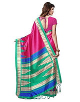 e-VASTRAM Womens Mysore Art Silk Printed Saree With Tassel/Kutch(RIMZIMP_Pink)
