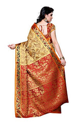 Mimosa Women's Traditional Art Silk Saree Kanjivaram Style With Blouse Color:Chiku(3296-140-CKU-MRN )