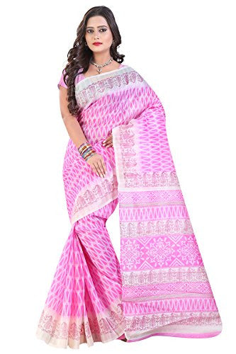 Glory Sarees Women's Bhagalpuri Art Silk Cotton Sarees(saree2_Pink)