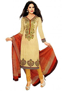 AngelFab Women's Cotton Dress Material(BEAIG_MANGO_Beige_Free Size)