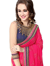 Panchratna Women'S Pink and Cream georegette ethnic saree with blouse piece material...