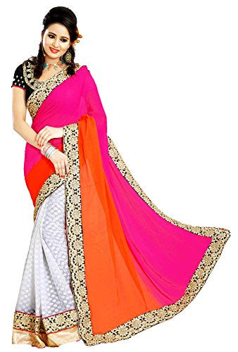 Glory Sarees Jacquard Saree (Glory9008B_Pink and Orange)